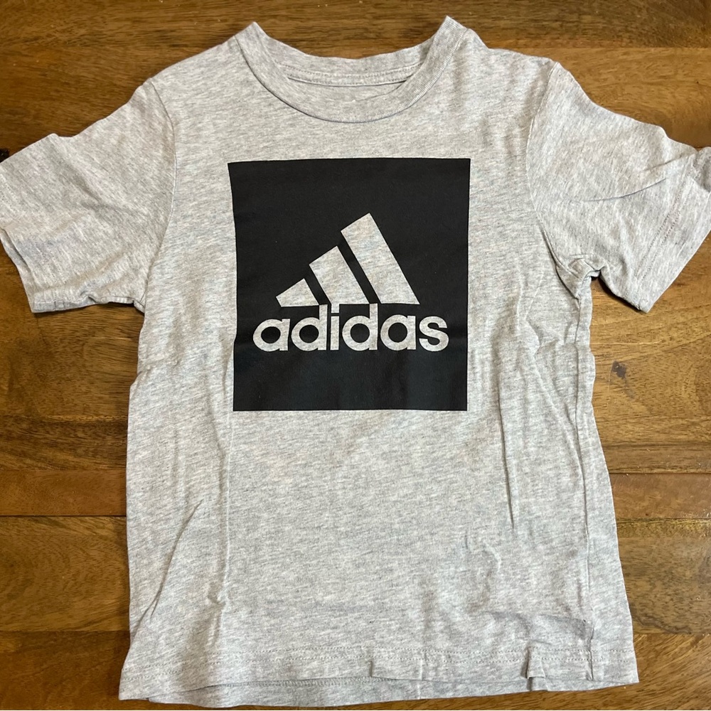 Adidas Kids Light Gray Tee with Black Logo
